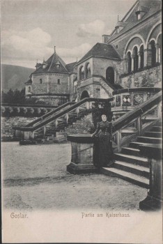 AK Goslar Partie am Kaiserhaus mit Dame 1910 Sammlerstück