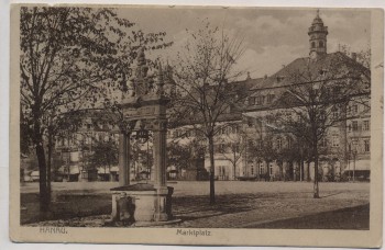 AK Hanau in Hessen Marktplatz Feldpost 1916