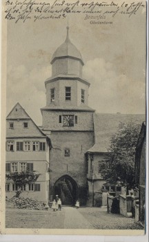 AK Braunfels Glockenturm mit Menschen 1914