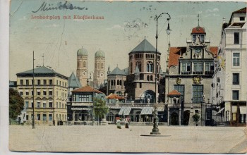 AK München Lenbachplatz mit Künstlerhaus 1913