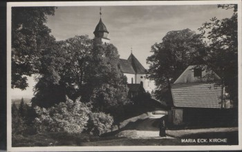 AK Maria Eck Kirche mit Mönch bei Siegsdorf 1940