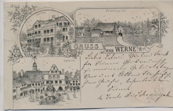 AK Gruss aus Werne in Westfalen Marktplatz Logirhaus Frohning's Hof 1898