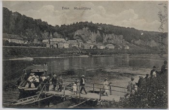 AK Trier Moselfähre mit Menschen 1909