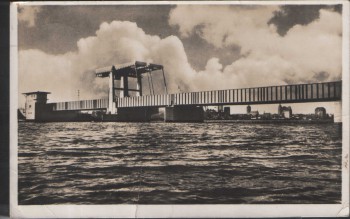 AK Stralsund Klappbrücke im Zuge des Rügendammbaues 1938