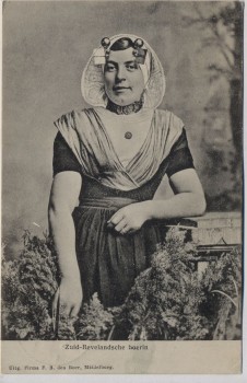 AK Zuid-Bevelandsche boerin Frau in Tracht Niederlande Holland 1908