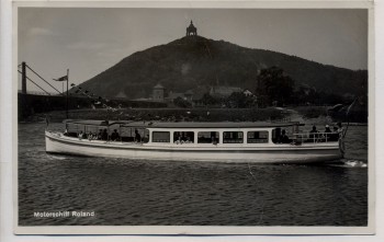 AK Foto Motorschiff Roland mit Porta Westfalica b. Minden 1935 RAR