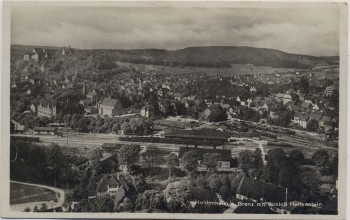 AK Foto Heidenheim an der Brenz mit Schloß Hellenstein und Bahnhof 1930