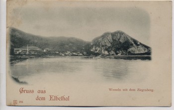 VERKAUFT !!!   AK Gruss aus dem Elbethal Wesseln mit Ziegenberg b. Ústí nad Labem Aussig Böhmen Mähren Tschechien 1900