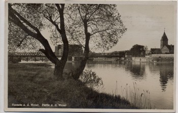 AK Foto Hameln an der Weser Ortsansicht mit Eisenbahnbrücke 1930
