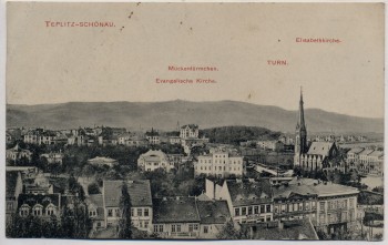 AK Teplitz Schönau Teplice Ortsansicht mit Kirchen Tschechien 1920