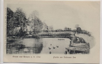 AK Gruss aus Lenzen an der Elbe Partie am Rudower See Karpfenteich 1900