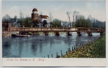 AK Gruss aus Lenzen an der Elbe Burg mit Brücke 1904