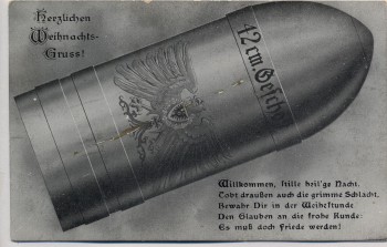 AK Herzlichen Weihnachtsgruss 42 cm Geschütz mit Wappen Adler 1.WK 1915