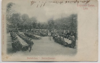 AK Lehe Englischer Garten Deutsch-französische Marine-Commers b. Bremerhaven 1899 RAR