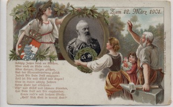 AK Litho Prinz Luitpold Bayern 80. Geburtstag Gedicht Wappen Frau 21. März 1901 RAR