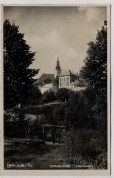 VERKAUFT !!!   AK Foto Braunau in Böhmen Broumov Dekanalkirche Knabenschule Tschechien 1930 RAR