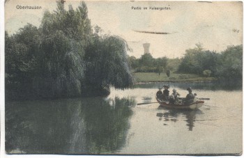 AK Oberhausen Partie im Kaisergarten mit Boot 1906