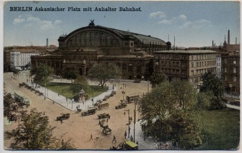 AK Berlin Kreuzberg Askanischer Platz mit Anhalter Bahnhof 1928
