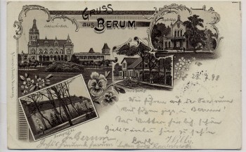 AK Gruss aus Berum Schloss Nordeck Amtsgericht Jagdschloss b. Hage 1898