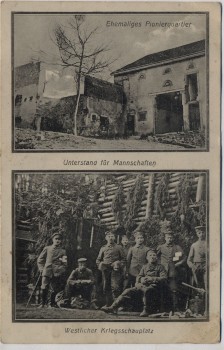 AK Westlicher Kriegsschauplatz 1. WK Pionierquartier Unterstand Soldaten Feldpost 1916