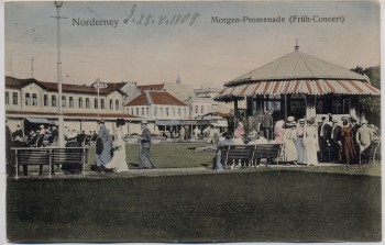 AK Norderney Morgen-Promenade Früh-Konzert viele Menschen 1909
