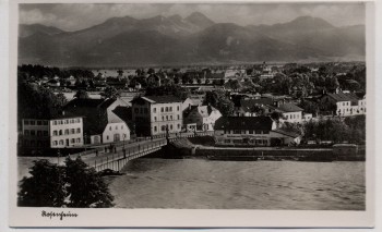 AK Foto Rosenheim Ortsansicht mit Brücke 1930