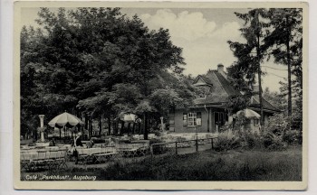 AK Augsburg Waldgaststätte Parkhäusl im Siebentischwald Prof-Steinbacher-Straße 1940 RAR