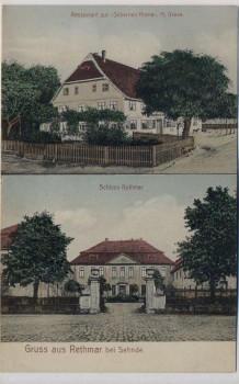 AK Gruss aus Rethmar bei Sehnde Schloss und Restaurant zur Silbernen Krone 1908