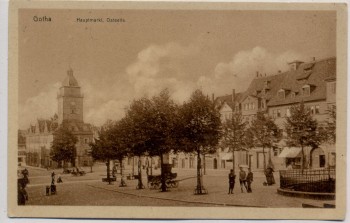 AK Gotha Hauptmarkt Ostseite Feldpost 1916