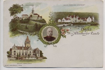 AK Gruss aus dem Altenburger Lande Schlösser Ernst Herzog von Sachsen-Altenburg 1900