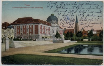 AK Posen Poznań Ansiedlungskommission und Paulikirche Feldpost Polen 1916