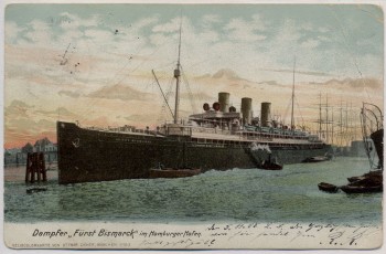 AK Dampfer Fürst Bismarck im Hamburger Hafen 1905