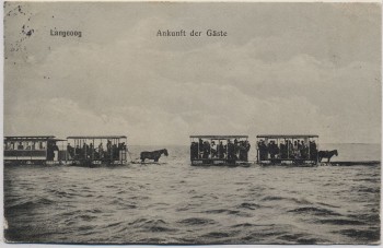 AK Nordseebad Langeoog Ankunft der Gäste Pferdekutsche 1914