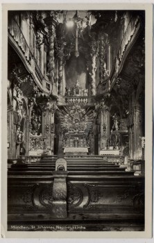 AK Foto München St. Johannes Nepomukkirche Innenansicht 1930