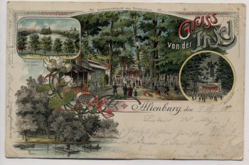 AK Litho Altenburg Gruss von der Insel 1900