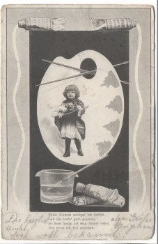 AK Kind in Farbpalette mit Pinsel und Farbe Gedicht 1904