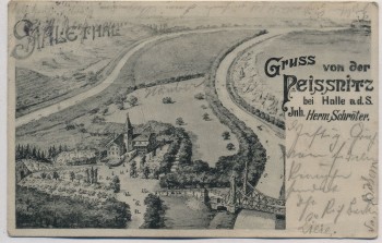 AK Gruss von der Peissnitz bei Halle an der Saale 1900