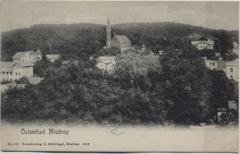 AK Ostseebad Misdroy Międzyzdroje Ortsansicht mit Kirche Pommern Polen 1910