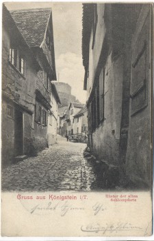 AK Gruss aus Königstein im Taunus Hinter der alten Schlosspforte 1905 RAR