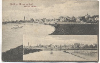 AK Höchst am Main von der Insel und der Schleuse Frankfurt 1906