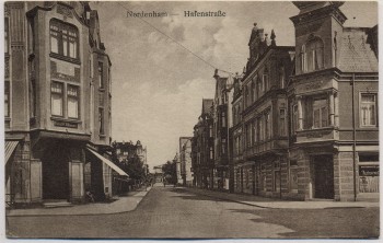AK Nordenham Hafenstrasse mit Restaurant und Geschäft 1910 RAR
