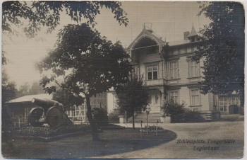 VERKAUFT !!!   AK Foto Schiessplatz Tangerhütte Logierhaus mit Kanone 1920 RAR