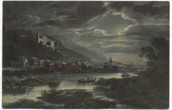 AK Heidelberg von der Ziegelhäuser Landstrasse gesehen bei Mondschein 1908