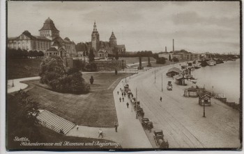 AK Foto Stettin Szczecin Hakenterrasse mit Museum und Regierung Pommern Polen 1924