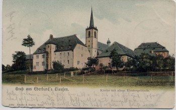 AK Gruß aus Eberhards-Clausen Klausen (Eifel) Kirche mit altem Klostergebäude 1905