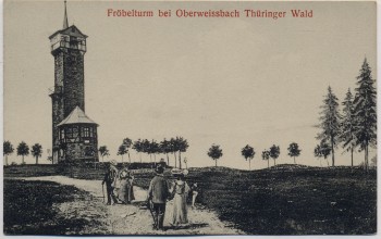 VERKAUFT !!!   AK Oberweißbach Thüringer Wald Fröbelturm mit Menschen 1910