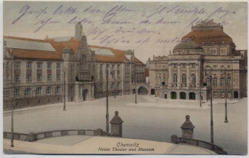 AK Chemnitz Neues Theater und Museum Feldpost 1915