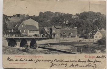 AK Erlangen Schwabachbrücke und Burgberg 1902