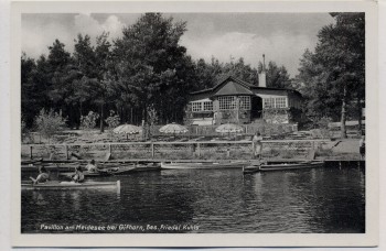 AK Pavillon am Heidesee bei Gifhorn Menschen Boote 1935