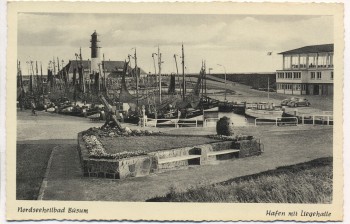 AK Nordseeheilbad Büsum Hafen mit Liegehalle 1959